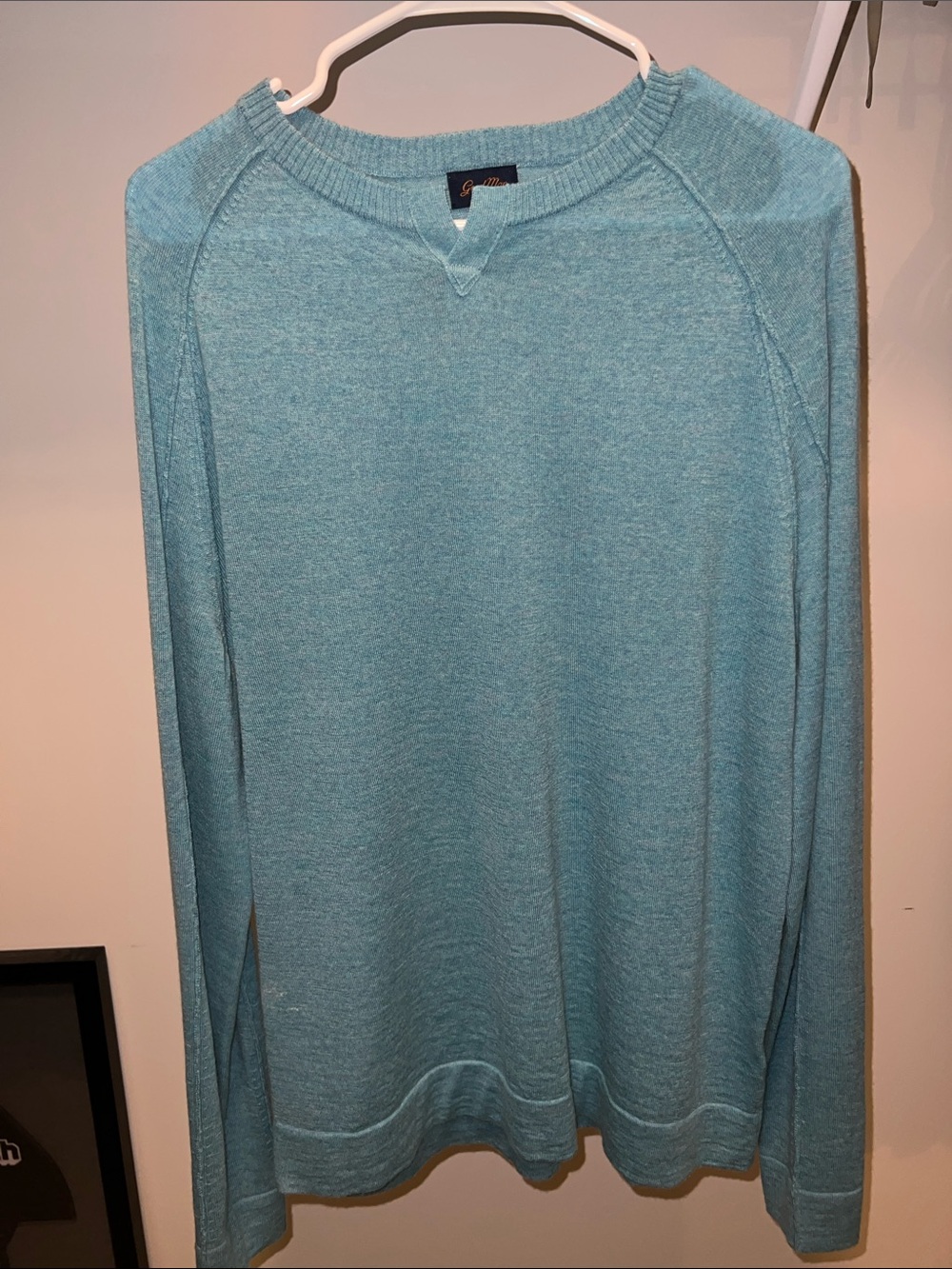 Good Man Brand MVP Slim Fit Notch Neck Wool Sweater - Men's - Medium - Blue Topa